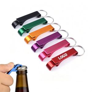 Wholesale Aluminum Alloy Bottle Convenient Portable Colorful Pocket <b>Keyring</b> Custom Logo Beer Opener Keychain - Product Image 1