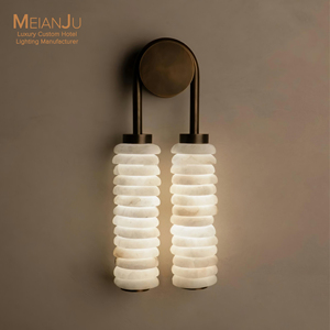 Lámpara de Pared de Alabastro y Cobre Natural de Lujo, Moderna Lámpara LED de Pared, Iluminación Decorativa de Diseño para Hotel, Pasillo, Villa - Product Image 1