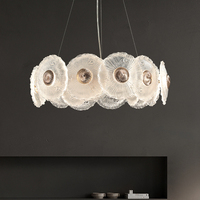 Lámpara Colgante Lineal de Cristal Moderna de Lujo, Base para Bombilla E12, Altura Ajustable, LED Regulable, Blanco Cálido, Garantía de 3 Años, para el Hogar