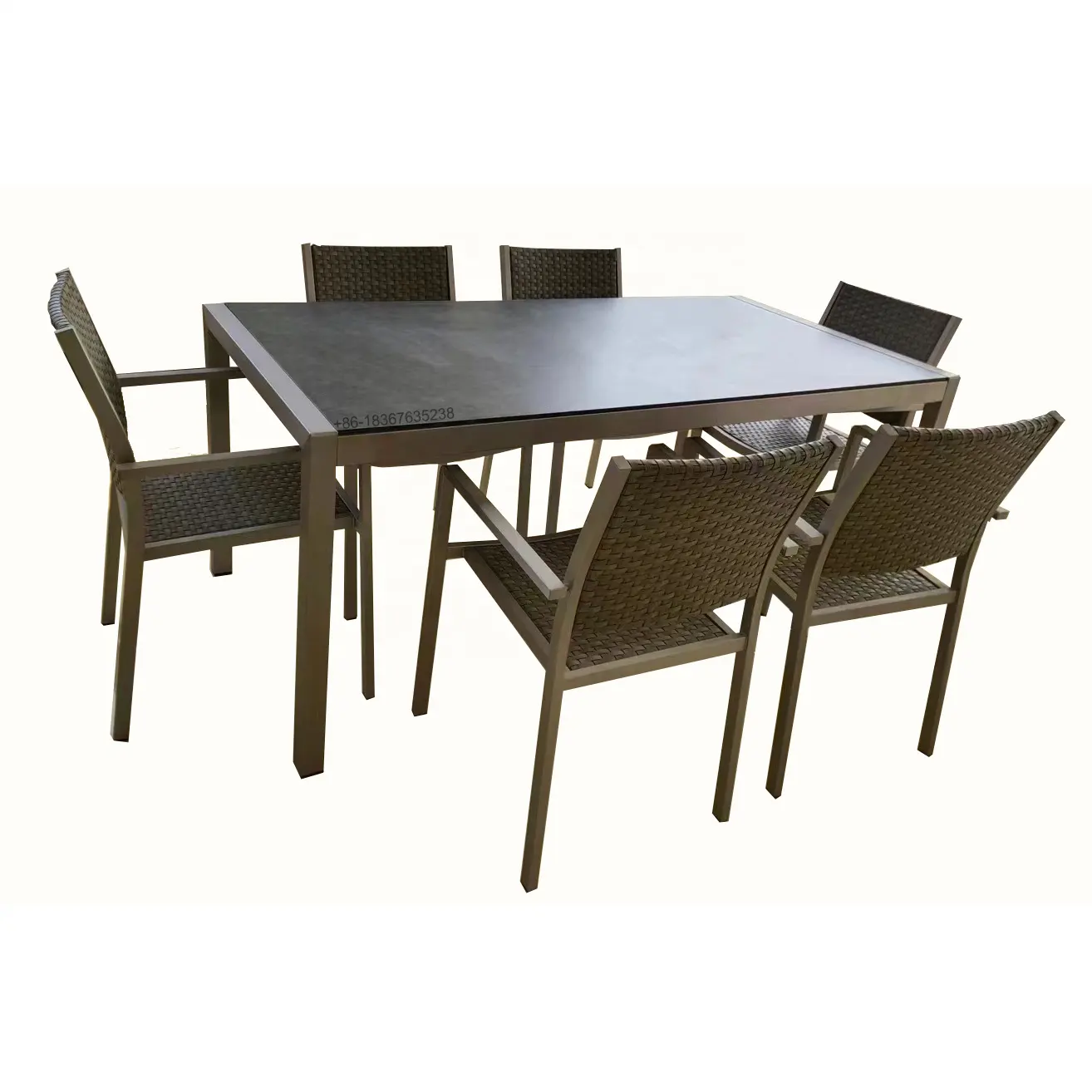 luxury garden patio outdoor aluminum furniture glass dining table 6 chairs set