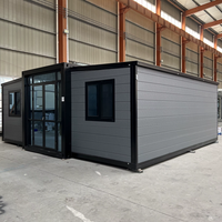 Casa Prefabricada de Lujo, Totalmente Equipada, de Doble Ala, Expandible, Cabaña Modular Expandible para Glamping, Resort, Villa Vacacional