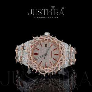 Top Demanded Moissanite Diamond Quartz <b>Watch</b> <b>Couple</b> Matching Luxury Stainless Steel Wrist <b>Watch</b> Set Available At Best Price - Product Image 5