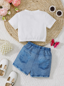 Jeans de Verano con Estampado Floral para Mujer, Nuevos, Holgados, Versátiles, en Azul Claro - Product Image 2