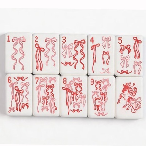 Tuiles de Mahjong américaines en acrylique/mélamine à rayures fines couleur bois naturel, design de luxe, quatre couches, 160 pièces, MU PAI automatique - Product Image 6