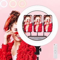 OEM Vente chaude Anneau lumineux portable pliable de 18 pouces avec trépied, température de couleur réglable 2700-6500K, lumière d'appoint LED pour selfie RGB