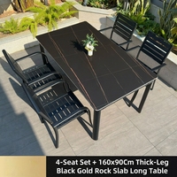 Ensemble de table et de chaises de jardin avec plateau en pierre, plusieurs combinaisons disponibles