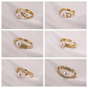 Anillo de Cobre de Lujo Ligero para Mujer, Estilo Europeo Americano, con Perla de Agua Dulce, Versátil, de Alta Gama, Moda Transfronteriza - Product Image 4