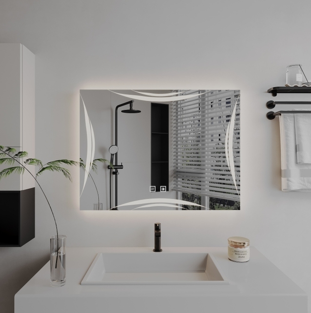 Modern Rectangle LED Bathroom Wall Mirror Luxury Anti-Fog Hotel Smart Mirror Illuminated for Villa and Washroom Use