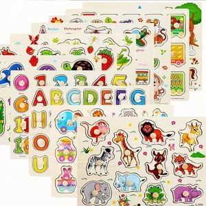 Rompecabezas Educativos de Madera Unisex de 30 cm, Rompecabezas de Madera Montessori, Animales de Dibujos Animados, Vehículos, Accesorio de Agarre Manual para Bebés y Niños - Product Image 1