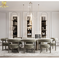 Ensemble table à manger moderne de luxe 4-8 places en marbre blanc 6 chaises pour la maison Villa design stable en métal pour les meubles de salle à manger