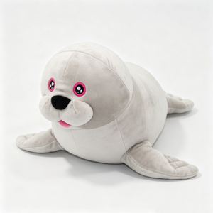 Peluche personnalisable mignonne et dodue de phoque gris, jouet en peluche doux, animal marin kawaii, oreiller à câliner, cadeau d'Halloween pour enfants - Product Image 1