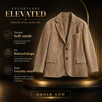 Blazer ample en daim camel marron pour femme 748