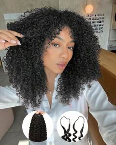 Extensiones de Cabello Humano con Crochet de Pluma Pixie Curl, Rizado Natural, Cutícula Alineada, Fácil Instalación, Reutilizables para Mujeres Negras - Product Image 1