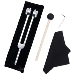 128 Hz Tuning Fork Weights Aluminum Clinical Grade Nerve/Sensory with Silicone Hammer Aluminum Alloy Tuning Fork