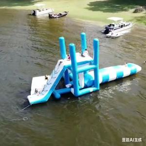 Tour de parc aquatique gonflable géant avec toboggan d'escalade et blob de saut - Product Image 3