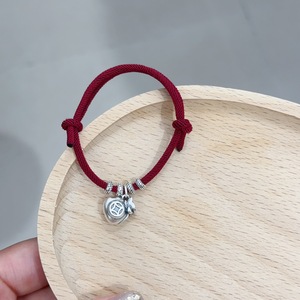 999 Sterling Silver Lucky Bag Pendant Red <b>Rope</b> <b>Bracelet</b> For Zodiac Year Gift Unisex Jewelry - Product Image 3