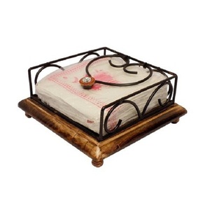 Porta Servilletas de Madera, Caja Decorativa para Servilletas con Marco Metálico, Dispensador de Servilletas de Mesa para Decoración de Mesa de Comedor en el Hogar o Restaurante - Product Image 3