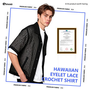 Shinesia ODM per le vacanze estive da <span class=keywords><strong>uomo</strong></span> a manica corta per Polo Vintage in maglia hawaiana in <span class=keywords><strong>pizzo</strong></span> con bottone - Product Image 3