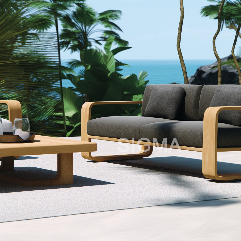 2024 Modern outdoor  Luxury solid Teak  Wooden Frame Garden Patio Outdoor  Sofa set