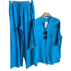 Conjunto de <span class=keywords><strong>Ropa</strong></span> para Mujer Estilo Europeo y Americano, Verano 2026, Camisa Holgada de Manga Larga y Pantalones Anchos Casuales - Product Image 5