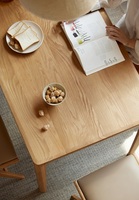 Ensemble de table à manger en bois massif M2111 pour appartement, 4 places, plateau en chêne blanc extensible, design moderne minimaliste, meubles de salle à manger