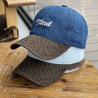 Casquette de baseball unisexe en denim PVC brodé 6 panneaux, style coréen, visière large amincissante, pour couple, danse urbaine, 2026