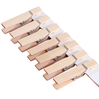 Pinzas de Ropa de Madera de Abedul Natural Ecológicas, Resistentes, con Resorte, para Secar Ropa en Casa