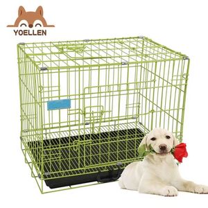 YOELLEN-cajas de malla de alambre de acero verde para perros, recubrimiento en polvo, jaula resistente para mascotas con bandeja, gran oferta - Product Image 1