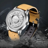 Reloj de Hombre FOXBOX, Único, de Acero Inoxidable Plateado, con Cuentas Giratorias, Relojes de Cuarzo para Hombre, Fuerza Magnética, Reloj Impermeable para Hombre