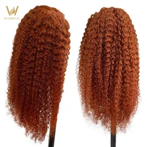 Perruque Lace Front wig 360 Hd naturelle, cheveux indiens tressés bouclés, brun gingembre, livraison de nuit, pour femmes africaines