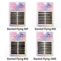 Cils ailés 100D Mega Volume 8 rangées 144C/Plateau Boîte pliable avec carte d'insertion personnalisée pour Club/Mariage/Sortie nocturne
