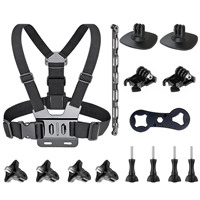 Motorrad-Fahrzubehör-Set für GoPro/DJI/Insta360 Brustgurt und Helm Flexibler Klebemontagehalter Komplettes POV-Set