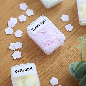 Foglietti di Sapone per le Mani con Logo Personalizzato al Limone Gelsomino e Rosa, Saponette di Carta Portatili da Viaggio a Forma di Fiore - Product Image 1