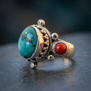 Elegant Sterling Silver Fine <b>Rings</b> with Turquoise Inlay Setting and Channel Setting Jewelry - Product Image 2