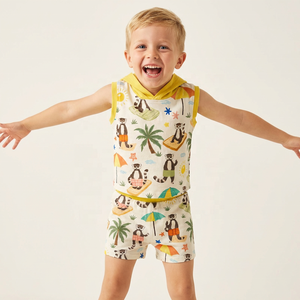 Ensemble de survêtement pour garçons enfants, imprimé animal, à capuche, 2 pièces, short en coton tricoté, jogging, vêtements de sport, 9 <span class=keywords><strong>ans</strong></span> - Product Image 1