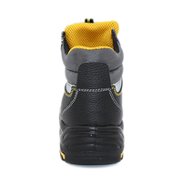 Bottes Tactiques de Sécurité en Cuir Noir Gaufré avec Embout Composite et Coque en Acier, Chaussures de Protection pour Travail Minier