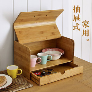 Wooden Snack <b>Storage</b> <b>Box</b> Rectangle With Lid Drawer Desktop <b>Kitchen</b> Living Room Organizer Food Container - Product Image 1