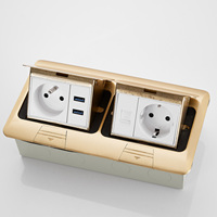 Boîtier de prise de sol escamotable en aluminium Schuko 4000W à amortissement lent, prise électrique encastrée en cuivre pour sol