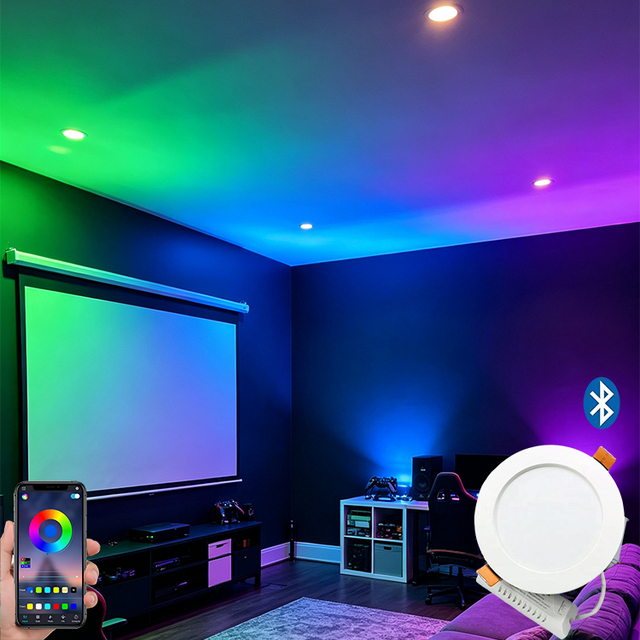 RGBW Smart WIFI Tuya Alexa Control Led Downlight 15W 20W APP Dimmable Ceiling Light 110V Living Room Bedroom Lighting Spotlights