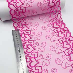 Üretici toptan çiçek işlemeli tül danteller sınır 39cm pembe lacivert siyah aşk kalp şekli nakış dantel Trim - Product Image 1