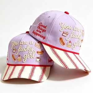<span class=keywords><strong>Gorra</strong></span> de Béisbol Lucky Girl Personalizada, 100% Algodón, Bordado Estético, Visera con Rayas, <span class=keywords><strong>Gorra</strong></span> de 6 Paneles - Product Image 3