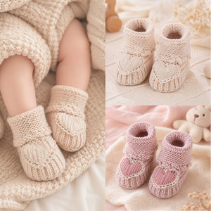 Chaussons en tricot pour bébé, chaussettes chaudes en <span class=keywords><strong>laine</strong></span> douce avec décoration en dentelle en forme de cœur, pour cadeau de naissance - Product Image 3