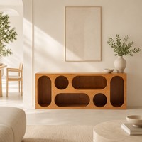 Meuble TV moderne en MDF avec rangement évidé, 116,8x36,8x45,8cm, pour salon