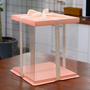 Caja de Pastel Transparente de PET Grueso Personalizada al por Mayor para Cumpleaños y Bodas, para Alimentos, con Relieve, Laminación Mate y Recubrimiento UV - Product Image 3