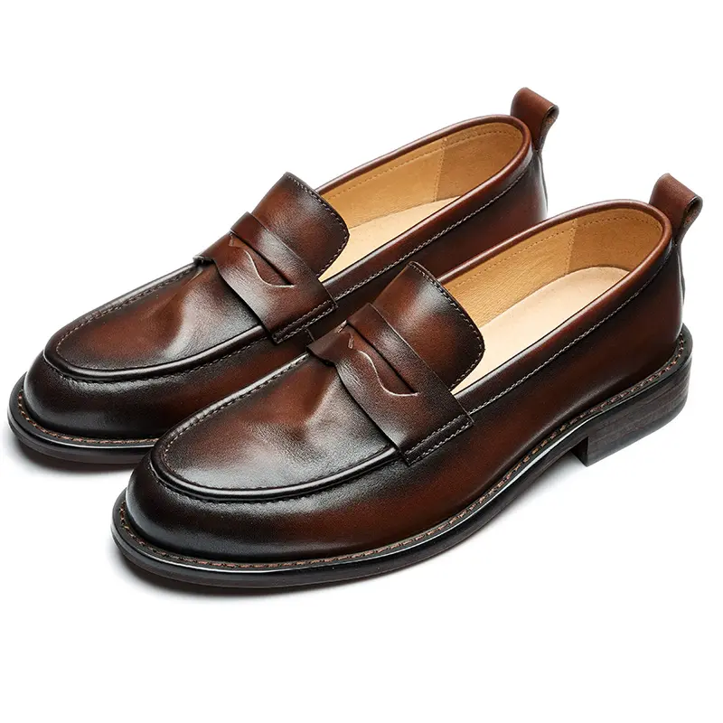 Handmade Genuine Leather Loafers Flat Shoes Casual Loafers Lazy Driving Boat Peas Men's Dress Shoes Custom Men Shoes