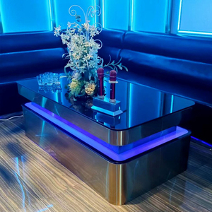 Juego de muebles de club nocturno de <span class=keywords><strong>Bar</strong></span> personalizado de lujo, mesa de KTV con luz Led de vidrio templado de acero inoxidable - Product Image 3