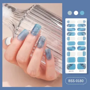 Factory Supplier New Gel Nail Stickers Self Adhesive Semi Cured Gel Nail Polish Strips Gel Nail Sticker