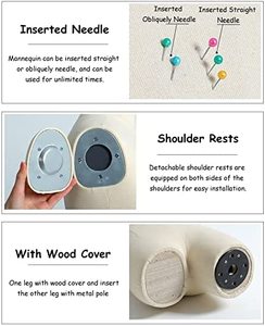 Forme de robe à coudre pour femmes, <span class=keywords><strong>Mannequin</strong></span> de grande taille <span class=keywords><strong>sur</strong></span> roues, <span class=keywords><strong>Mannequin</strong></span> à broche complète avec épaules amovibles magnétiques - Product Image 4