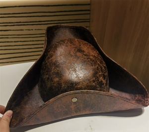 <span class=keywords><strong>Chapeau</strong></span> de <span class=keywords><strong>pirate</strong></span> vintage en cuir PU marron pour fête de Noël, Halloween, festival, performance scénique, <span class=keywords><strong>chapeau</strong></span> de cowboy triangulaire - Product Image 1