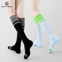 Chaussettes de compression multifonctionnelles colorées pour femmes, motif à carreaux, bas de genou pour la course à pied, le sport et le cyclisme-Techniques sans couture